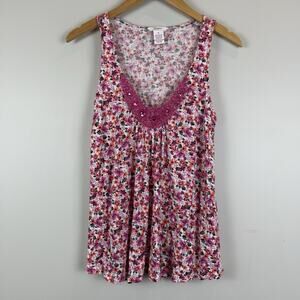 Candies Floral Beaded Tank‎ Womens Juniors Small Pink Beaded Y2K Lightweight